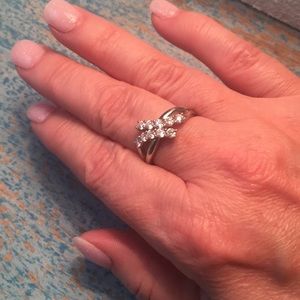 Sterling silver moissanite ring.